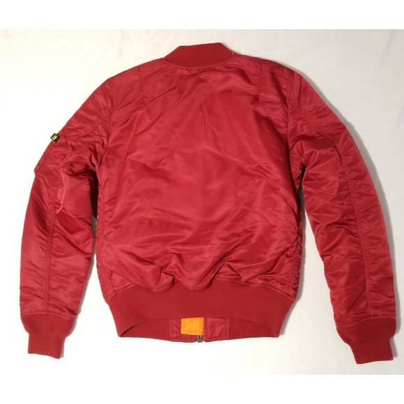 Alpha Industries MA-1 Red Nylon Reversible Bomber Flight Jacket Extra Small New - Picture 3 of 5